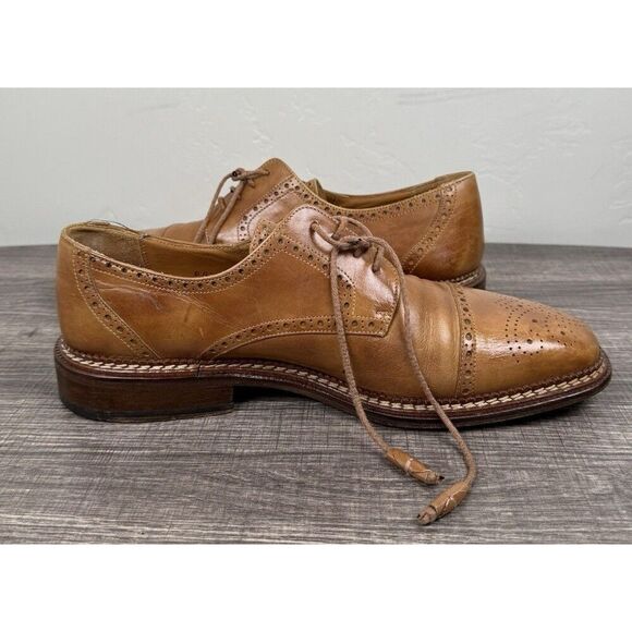 Mezlan Spain Brown Calfskin Leather Dress Shoes Men's 9.5 Cap-toe Derby Oxfords - Picture 8 of 12